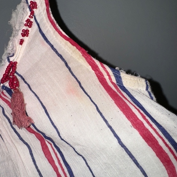 Free People Beaded Tassel Fringe Boho Striped Maxi Dress Size Small - Picture 8 of 10